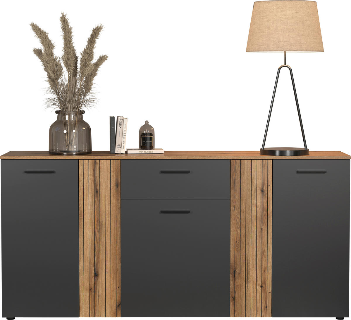 Kommode Esteban anthrazit Eiche Evoke Coast Nachbildung B/H/T: ca. 181x86x38 cm Esteban - Eiche/anthrazit (181,00/86,00/38,00cm)
