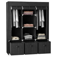 HOMCOM Kleiderschrank schwarz Polypropylen B/H/L: ca. 43x125x162,5 cm Stoffschrank - schwarz (162,50/43,00/125,00cm) - HOMCOM