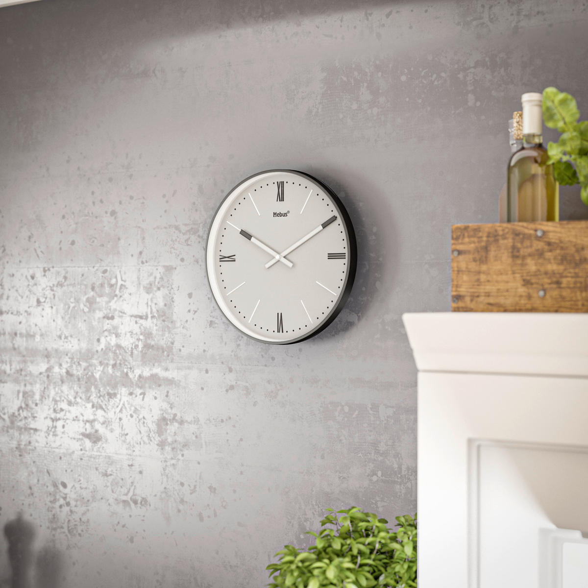 Mebus Wanduhr anthrazit D: ca. 25 cm Wanduhr_Funk - anthrazit/silber (25,00cm) - Mebus