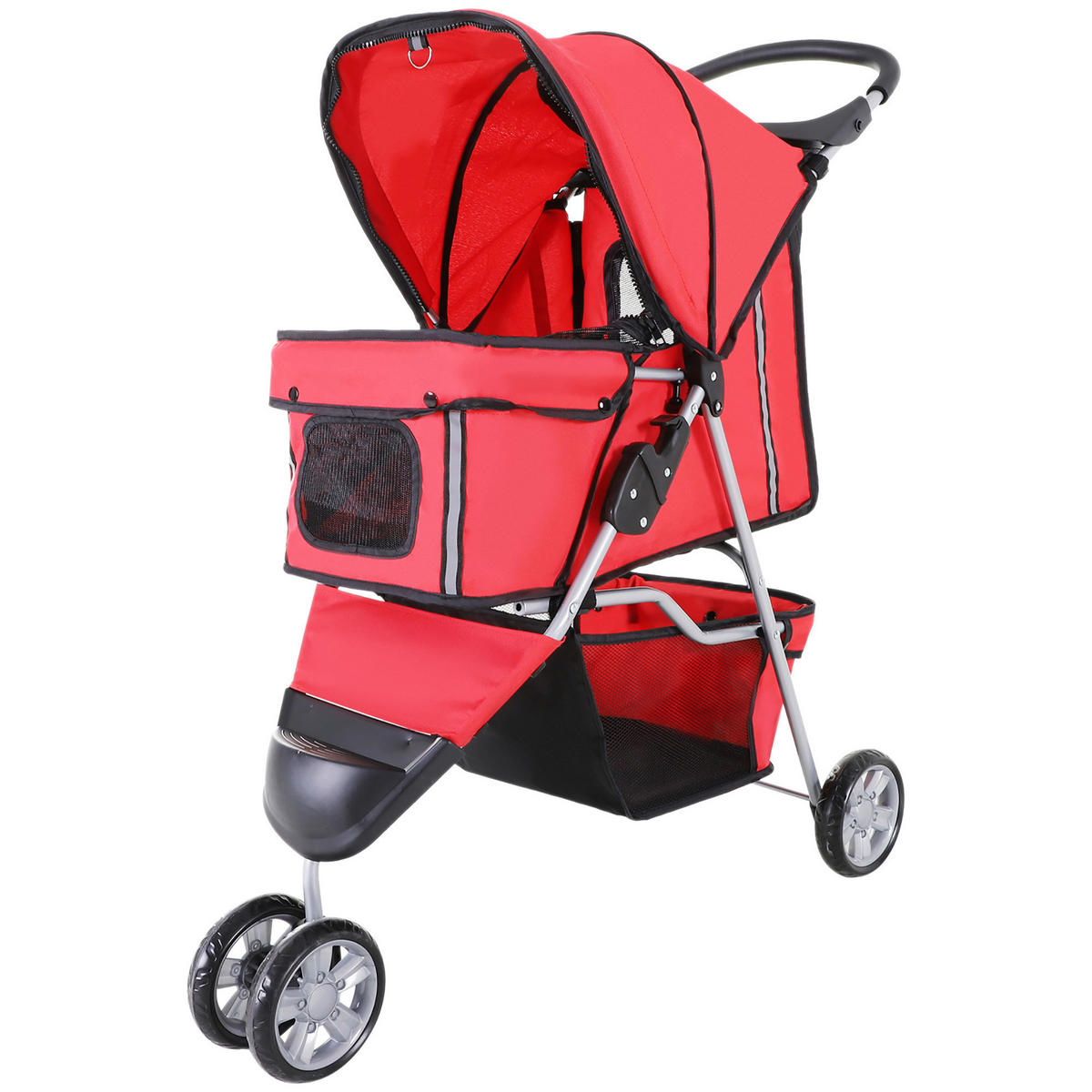 PawHut Hunde-Zubehör rot Polyester B/H/L: ca. 45x75x97 cm Hundewagen - rot (97,00/45,00/75,00cm) - PawHut