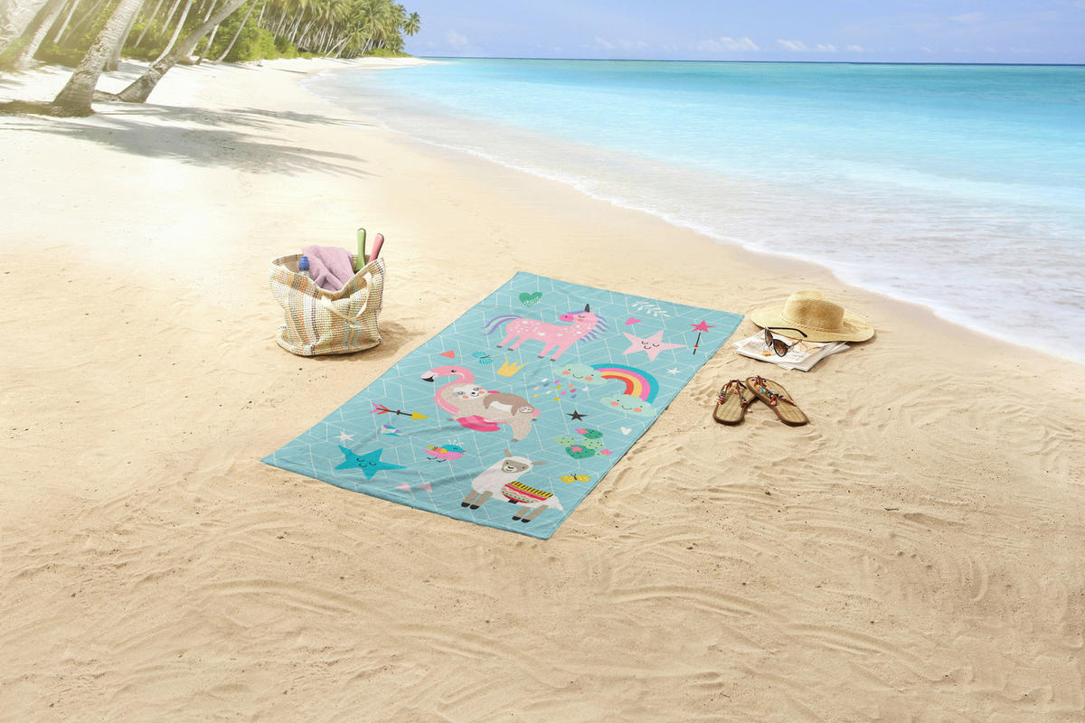 Strandtuch Moody aqua Polyester B/L: ca. 75x150 cm Moody - aqua (75,00/150,00cm) - Good Morning
