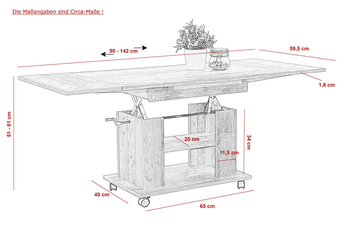 Couchtisch JAKOB Eiche Artisan Nachbildung B/H/T: ca. 90x51x60 cm JAKOB - Eiche (90,00/51,00/60,00cm) - Hela