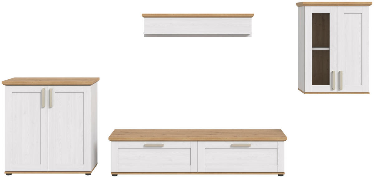 Wohnwand VERONA Lärche Nachbildung Eiche Nachbildung B/H/T: ca. 336x161x40 cm VERONA - Eiche/Lärche (336,00/161,00/40,00cm) - xonox.home