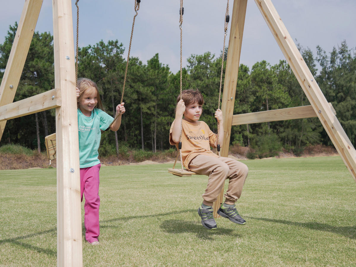 AXI Doppelschaukel Yuna braun B/H/L: ca. 224x208x186 cm Yuna - blau/braun (186,00/224,00/208,00cm) - AXI