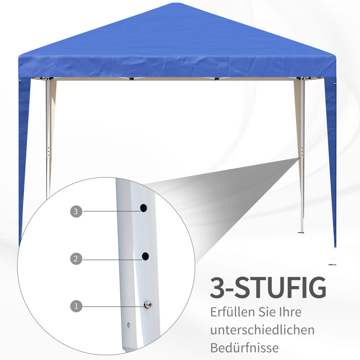 Outsunny Pavillon blau Polyester B/H/L: ca. 295x255x295 cm Pavillon - blau (295,00/295,00/255,00cm) - Outsunny