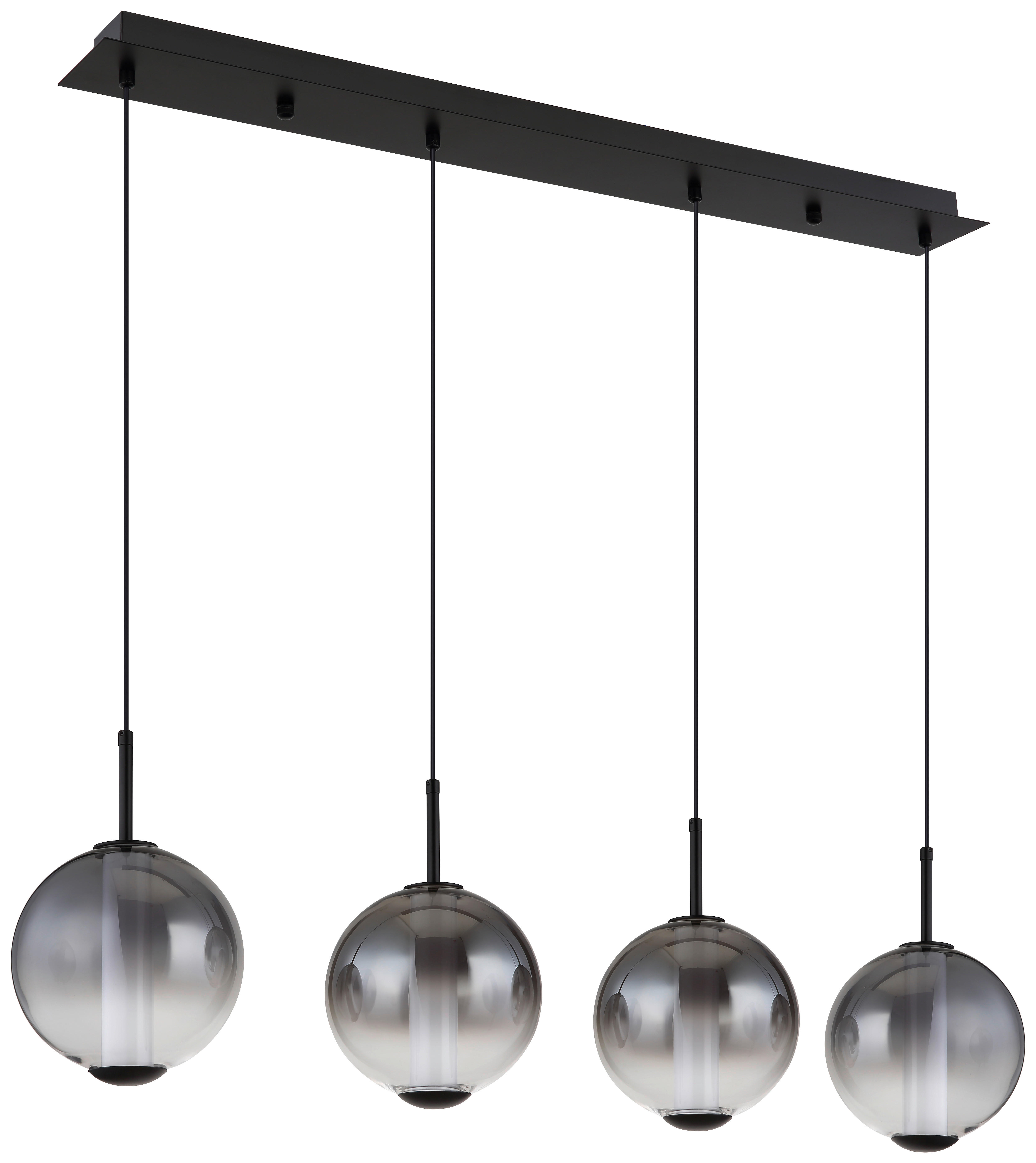 GLOBO Pendelleuchte Opal mattschwarz Rauch Metall Glas B/H: ca. 99x120 cm 1.0 Brennstellen Lacy - Opal/mattschwarz (99,00/120,00cm) - GLOBO