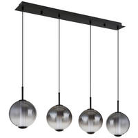 GLOBO Pendelleuchte Opal mattschwarz Rauch Metall Glas B/H: ca. 99x120 cm 1.0 Brennstellen Lacy - Opal/mattschwarz (99,00/120,00cm) - GLOBO