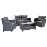 POCOline Gartensitzgruppe Mora grau Polyrattangeflecht Mora - schwarz/grau - POCOline