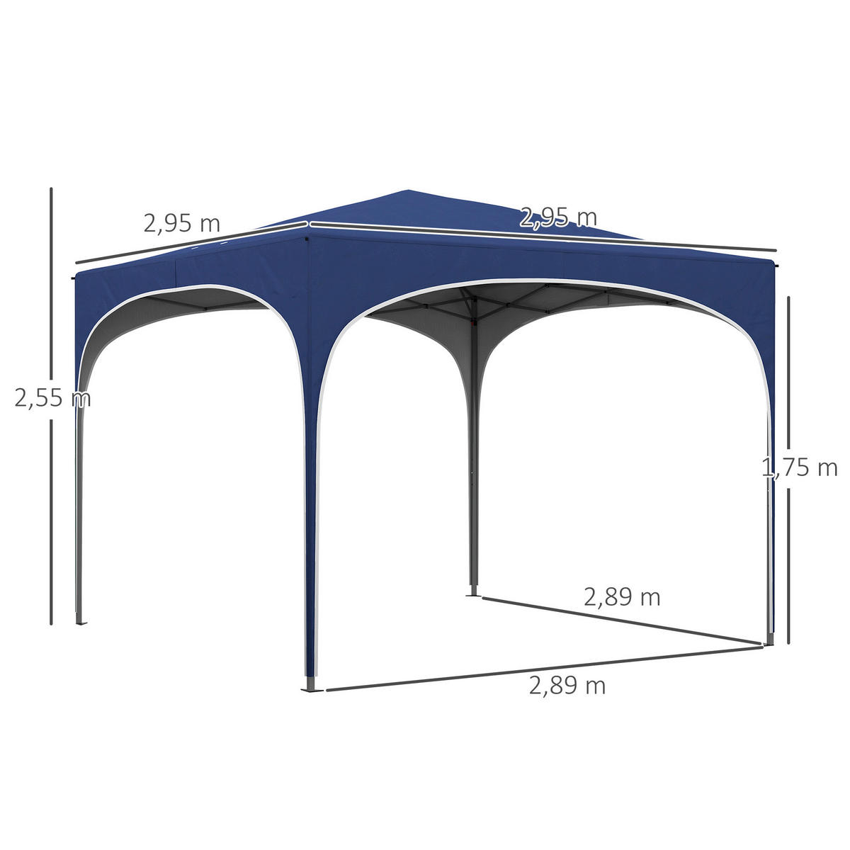 Outsunny Pavillon blau Polyester-Mischgewebe B/H/L: ca. 295x255x295 cm Pavillon - blau (295,00/295,00/255,00cm) - Outsunny