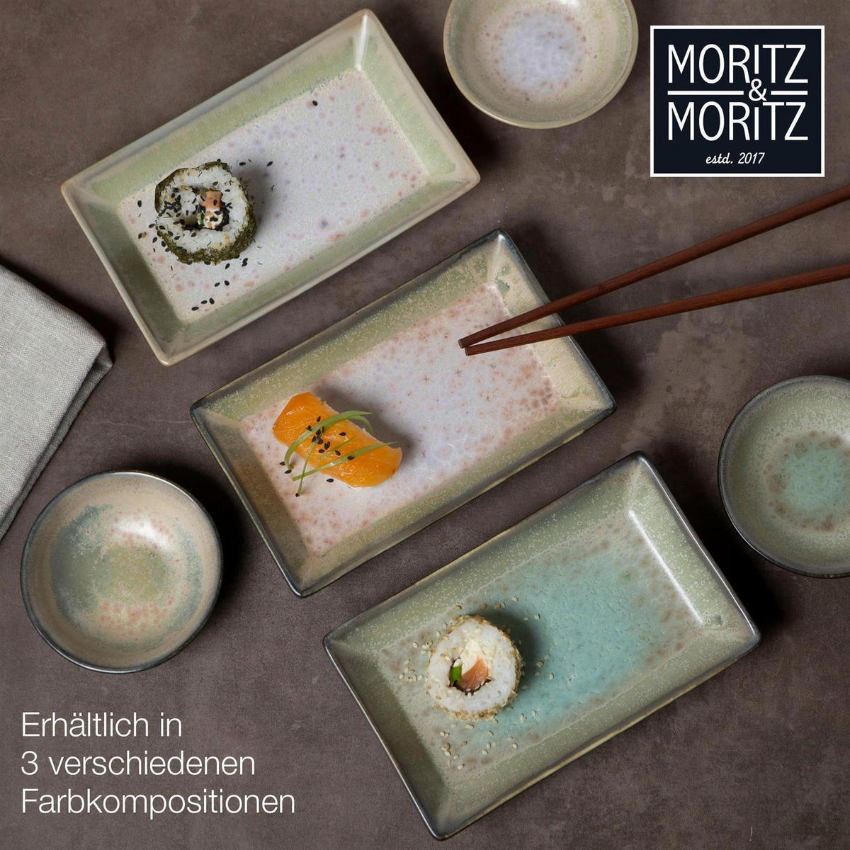 Moritz & Moritz Sushi-Set grün Porzellan Sushiset_4tlg. - lila/grün - Moritz & Moritz