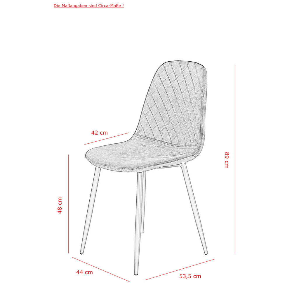 Thumbnail - Stuhl Mira 2er Set schwarz Samtoptik B/H/T: ca. 44x89x53,5 cm