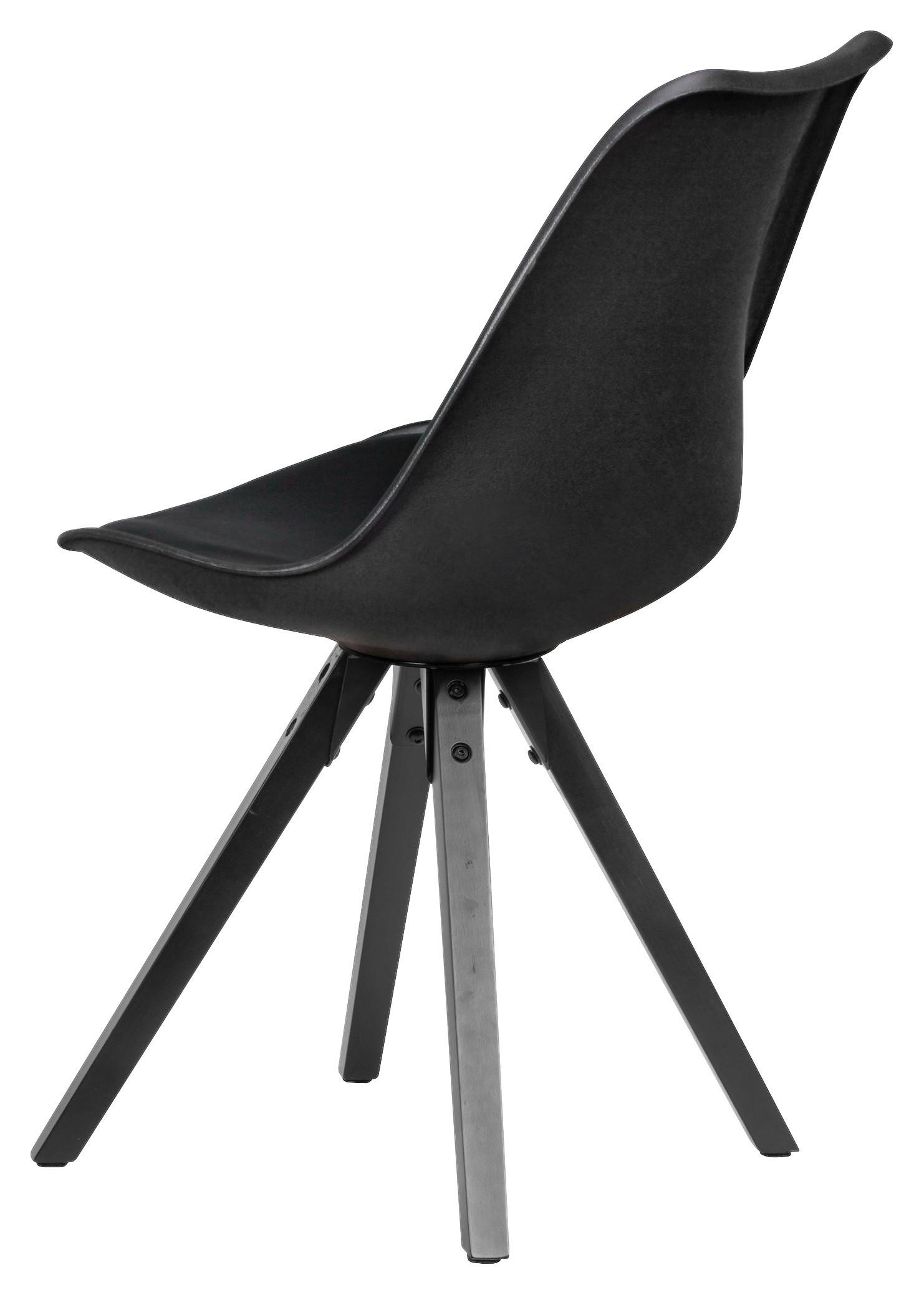 Stuhl 2er-Set schwarz schwarz schwarz Kunststoff Kunstleder Echtholz B/H/T: ca. 49x87x52 cm 2er-Set - schwarz (49,00/87,00/52,00cm) - Wohnling
