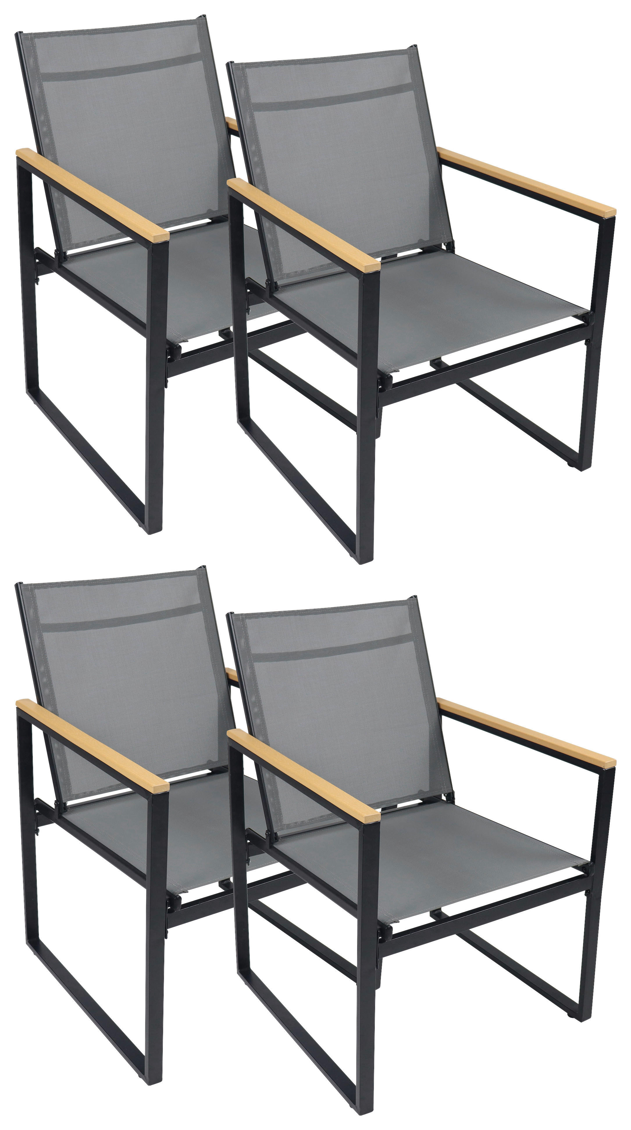 VCM Gartenstuhl anthrazit Textilene B/H/L: ca. 54x83x65 cm Gartenstuhl 4er Set - anthrazit (65,00/54,00/83,00cm) - VCM