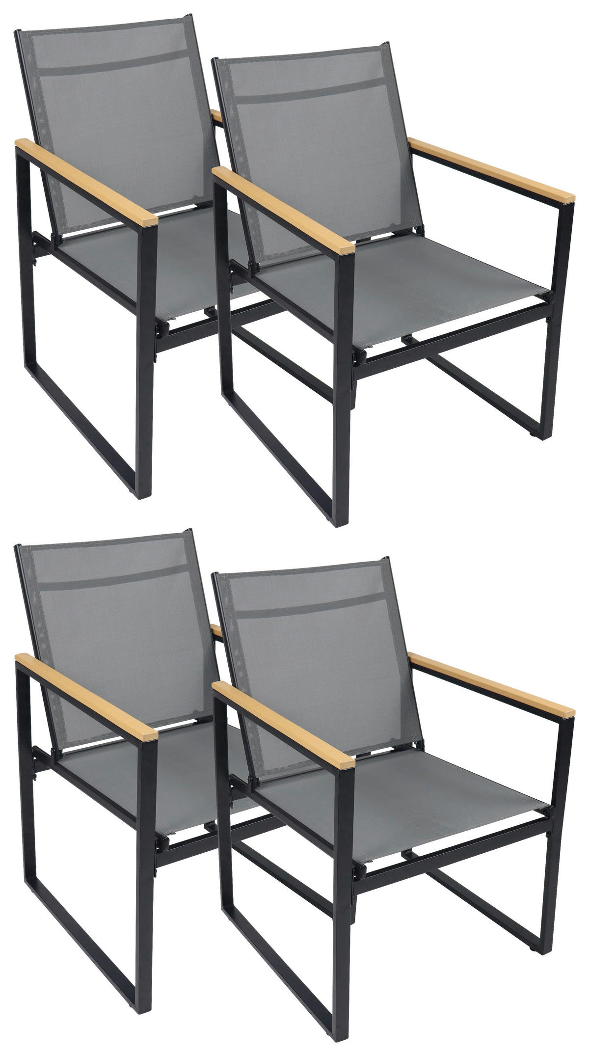VCM Gartenstuhl anthrazit Textilene B/H/L: ca. 54x83x65 cm Gartenstuhl 4er Set - anthrazit (65,00/54,00/83,00cm) - VCM