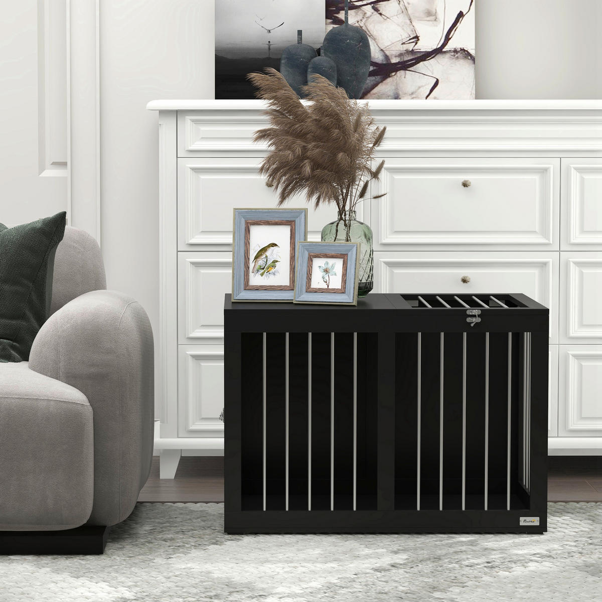 PawHut Hunde-Zubehör schwarz Polypropylen B/H/L: ca. 50x80x56,5 cm Hundekäfig - schwarz (56,50/50,00/80,00cm) - PawHut