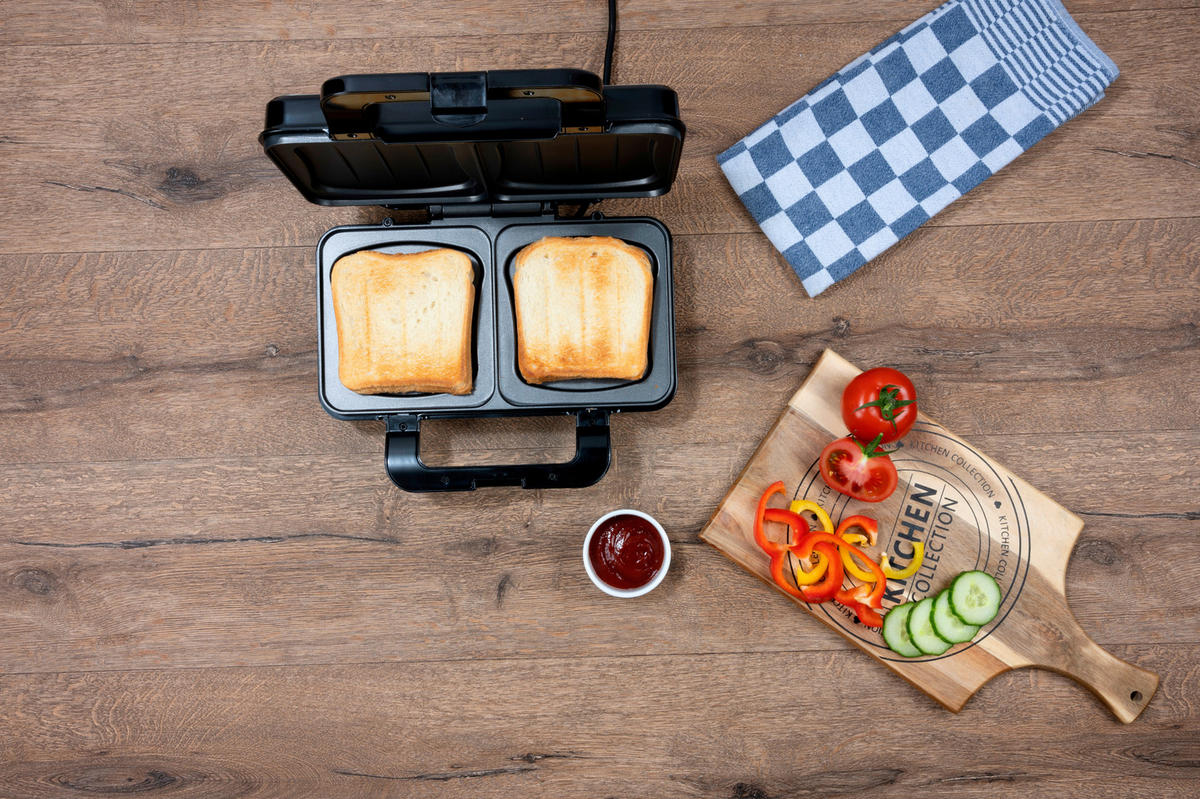 Sandwichtoaster silber schwarz B/H/L: ca. 12x26,5x31,5 cm Sandwichtoaster_XL - schwarz/silber (31,50/12,00/26,50cm)