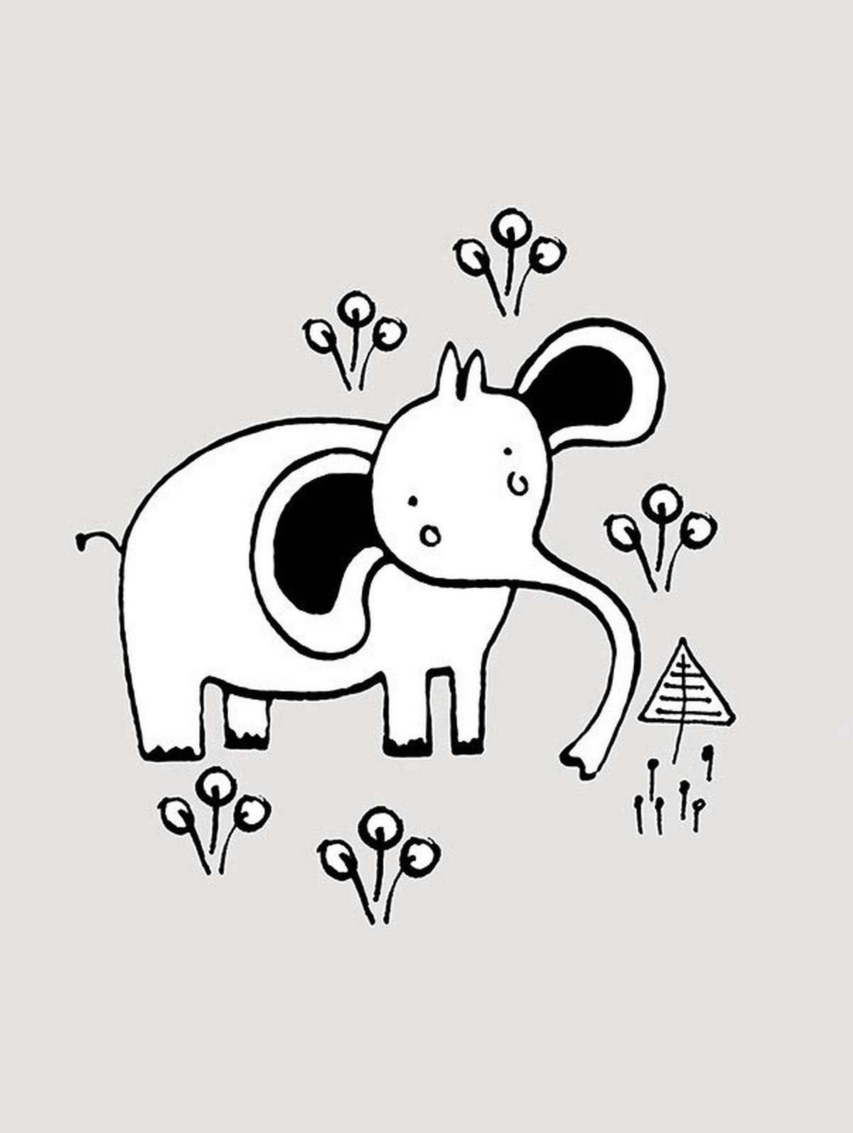 Komar Poster Scribble Elephant Elefant B/L: ca. 30x40 cm Scribble Elephant - (30,00/40,00cm) - Komar