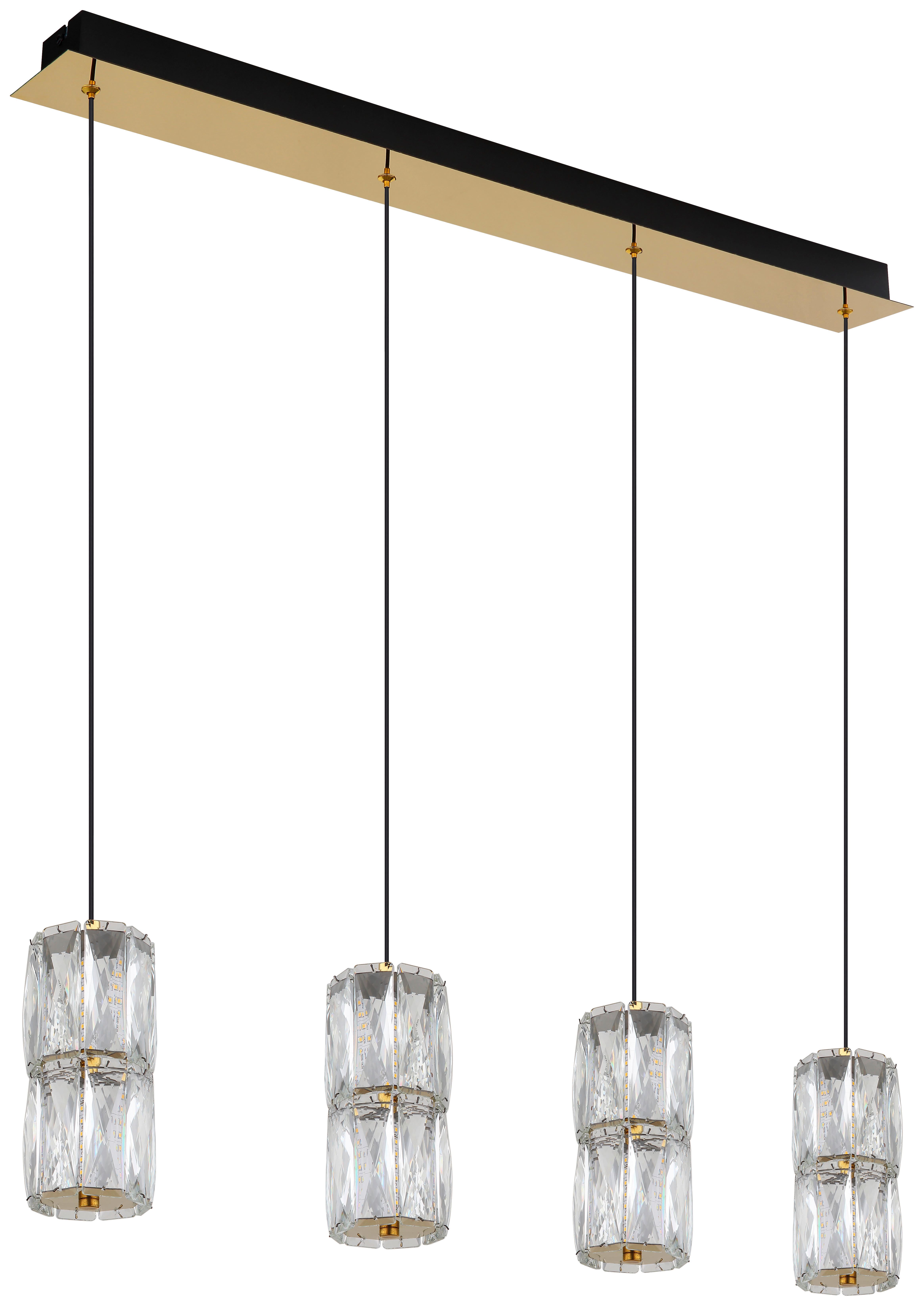 GLOBO Pendelleuchte mattschwarz gold klar Glas Metall B/H/T/L: ca. 9,5x150x84,5x84,5 cm 1.0 Brennstellen Stefanie - gold/klar (84,50/9,50/150,00cm) - GLOBO