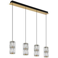 GLOBO Pendelleuchte mattschwarz gold klar Glas Metall B/H/T/L: ca. 9,5x150x84,5x84,5 cm 1.0 Brennstellen Stefanie - gold/klar (84,50/9,50/150,00cm) - GLOBO
