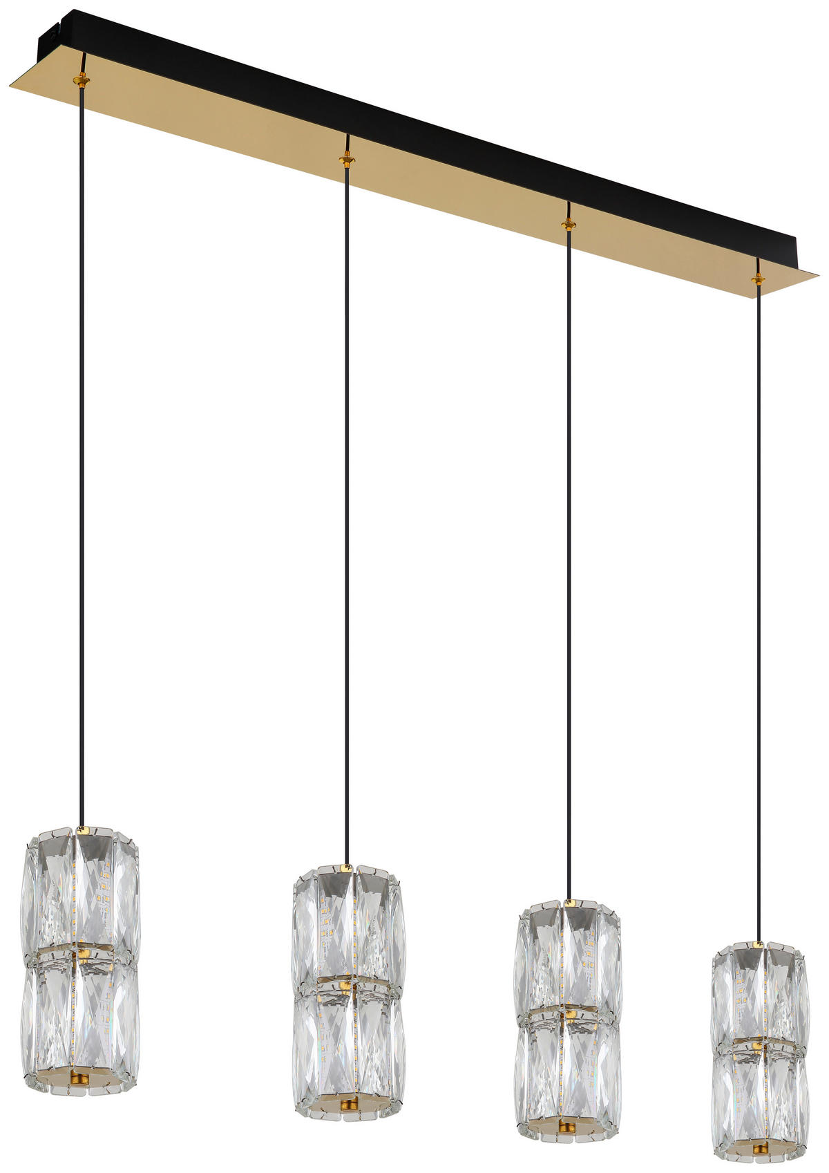 GLOBO Pendelleuchte mattschwarz gold klar Glas Metall B/H/T/L: ca. 9,5x150x84,5x84,5 cm 1.0 Brennstellen Stefanie - gold/klar (84,50/9,50/150,00cm) - GLOBO