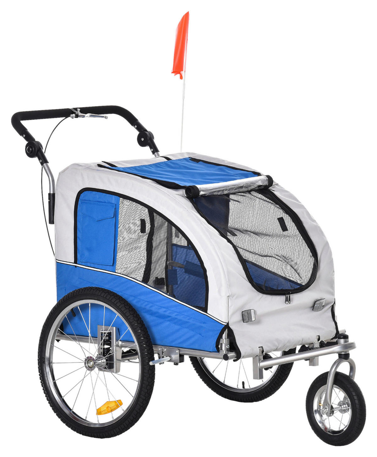 PawHut Fahrradanhänger 20 Zoll grau grau B/H/L: ca. 90x110x130 cm Radanhänger f. Hunde 5663-1291 - blau/grau (130,00/90,00/110,00cm) - PawHut