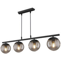 GLOBO Pendelleuchte Blama 15830-4H schwarz Metall Glas B/H/L: ca. 15x120x90 cm E27 4 Brennstellen Pendelleuchte_Blama - schwarz (90,00/15,00/120,00cm) - GLOBO