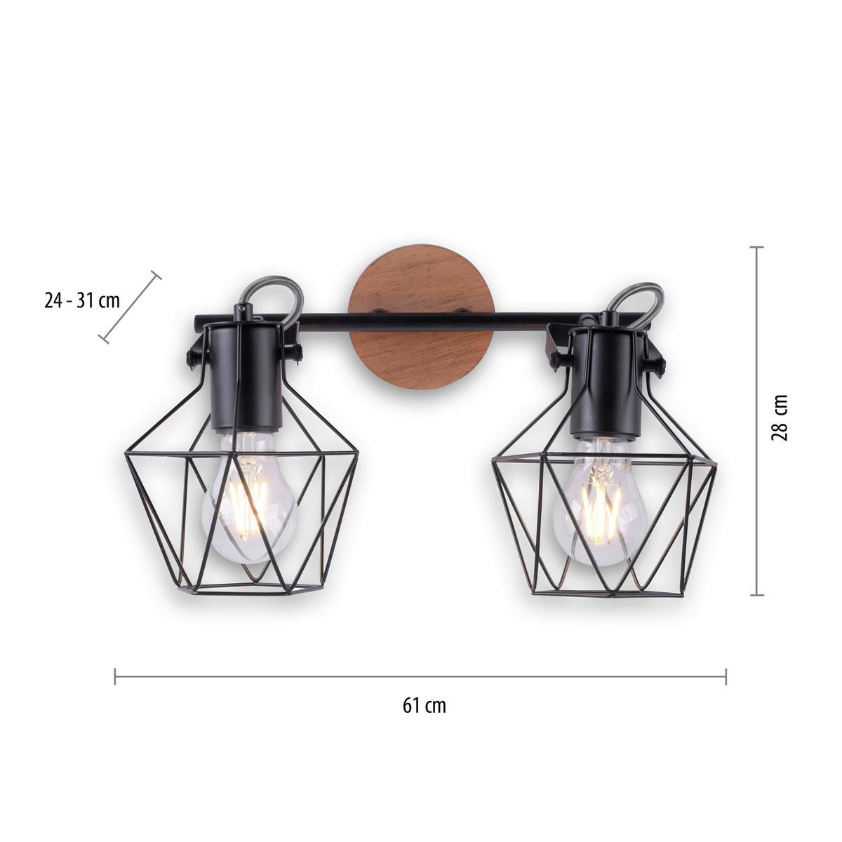Just Light Spotbalken 15672-78 Eisen B/H/L: ca. 28x31x61 cm E27 2 Brennstellen Spotbalken_2flg.Jaro - (61,00/28,00/31,00cm) - Just Light