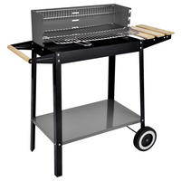Grill Stahl B/H/L: ca. 44x83x88 cm Grillwagen_mit_Holzablage - rot/schwarz (88,00/44,00/83,00cm)