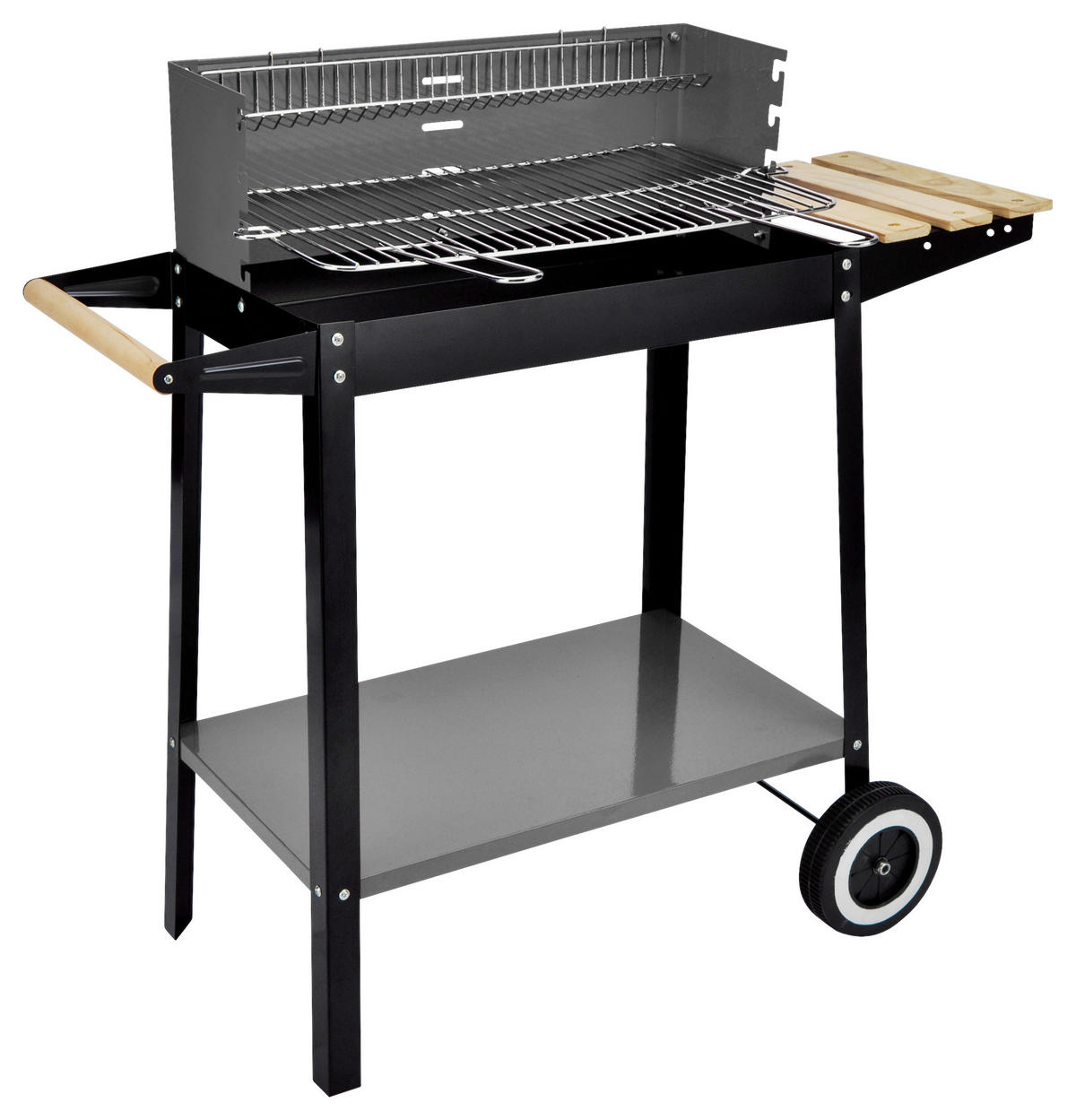 Grill Stahl B/H/L: ca. 44x83x88 cm Grillwagen_mit_Holzablage - rot/schwarz (88,00/44,00/83,00cm)
