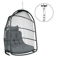Outsunny Hängestuhl dunkelgrau Polyethylen B/H/L: ca. 68x105x74 cm Rattan-Hängestuhl - dunkelgrau (74,00/68,00/105,00cm) - Outsunny