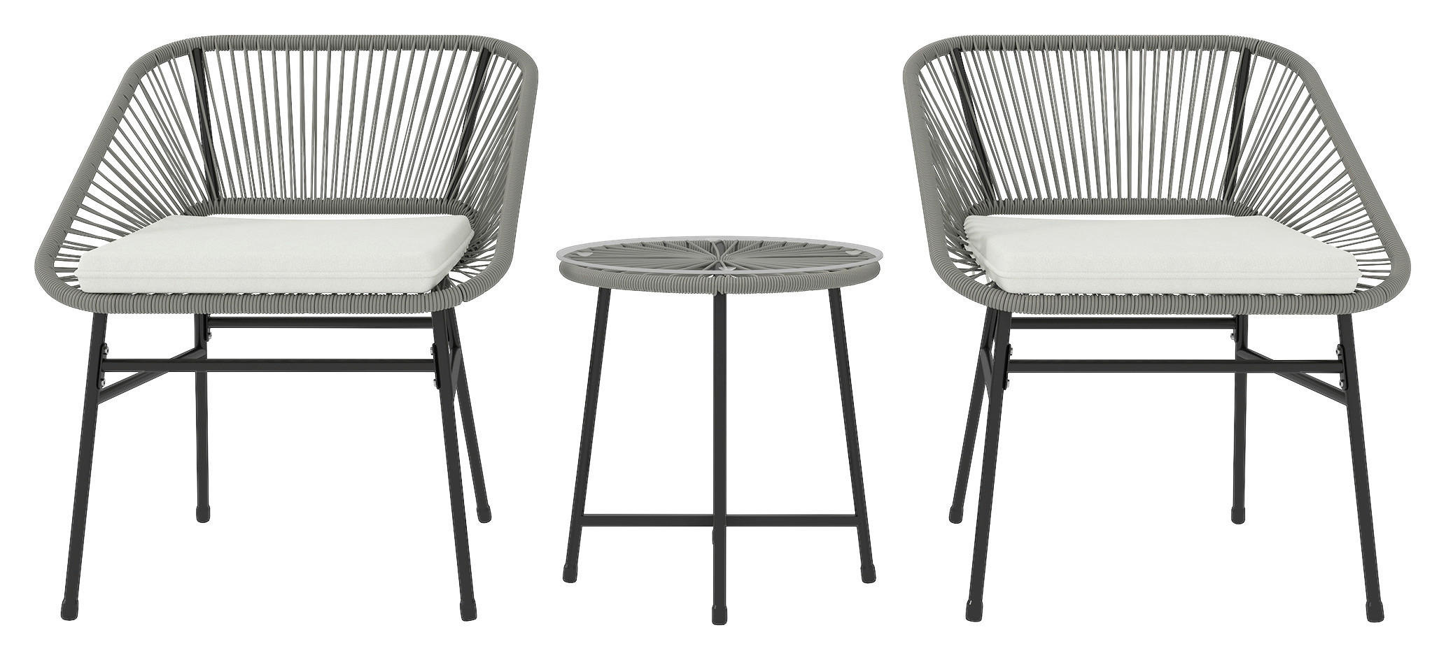 Outsunny Balkonmöbel-Set dunkelgrau Polyethylen B/H/L: ca. 63x76x65 cm Balkonmöbel Set - dunkelgrau (65,00/63,00/76,00cm) - Outsunny