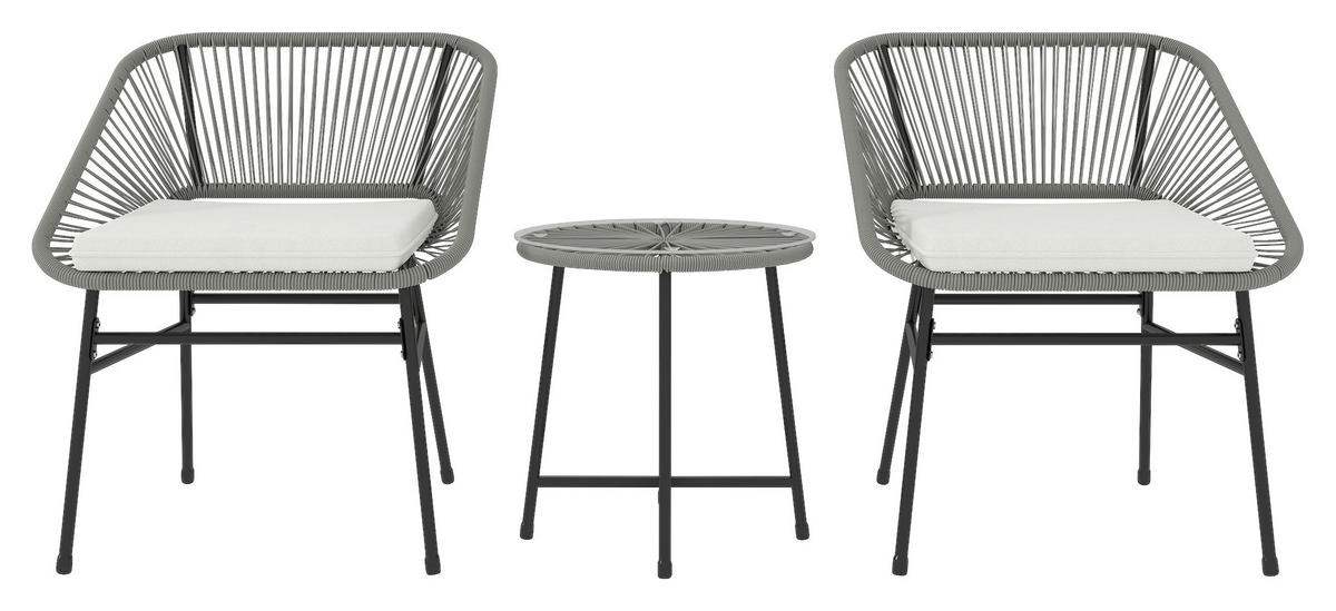 Outsunny Balkonmöbel-Set dunkelgrau Polyethylen B/H/L: ca. 63x76x65 cm Balkonmöbel Set - dunkelgrau (65,00/63,00/76,00cm) - Outsunny