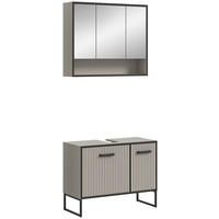 Badezimmer-Set BAGNO schwarz Kaschmirgrau Nachbildung B/H/T: ca. 80x192x36 cm BAGNO - schwarz (80,00/192,00/36,00cm) - xonox.home