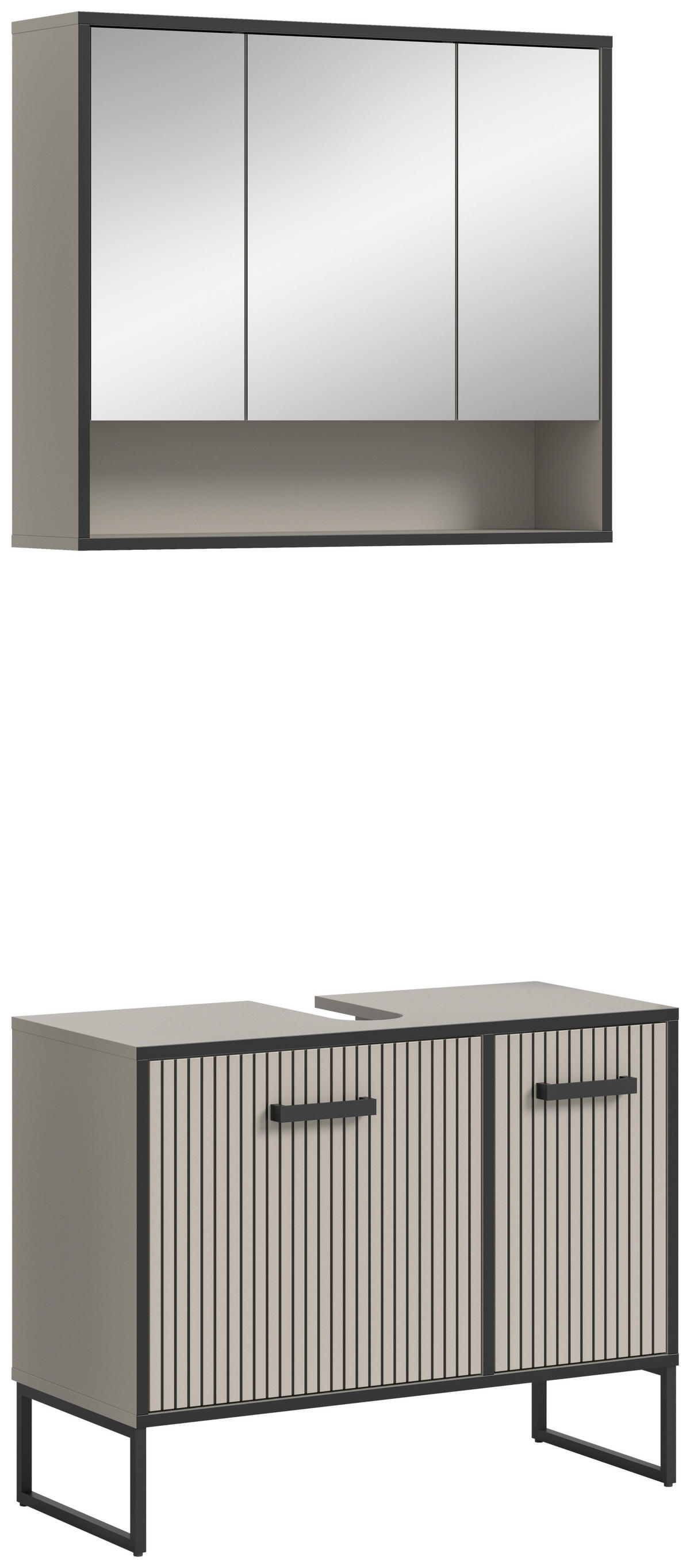 Badezimmer-Set BAGNO schwarz Kaschmirgrau Nachbildung B/H/T: ca. 80x192x36 cm BAGNO - schwarz (80,00/192,00/36,00cm) - xonox.home