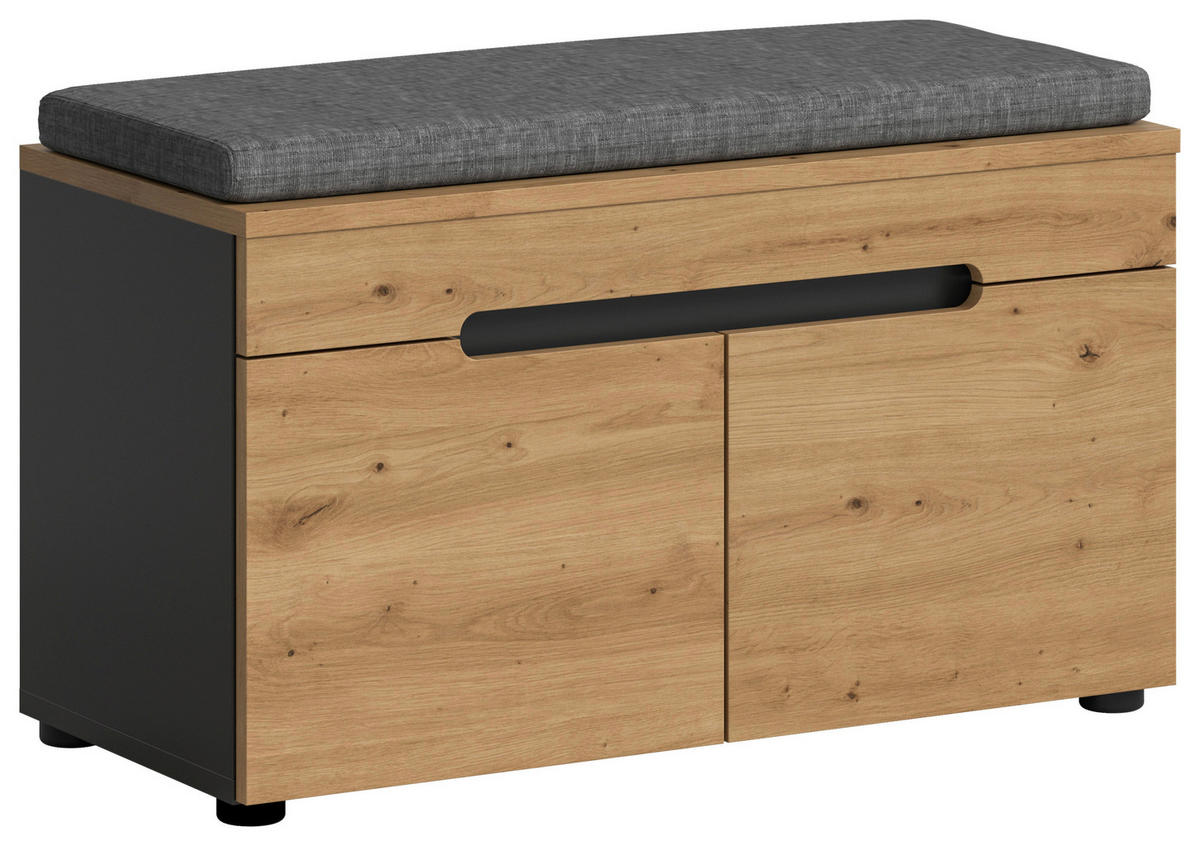Sitzbank Canu basaltgrau Nachbildung Artisan Nachbildung B/H/T: ca. 80x45x37 cm Canu - basaltgrau (80,00/45,00/37,00cm) - xonox.home