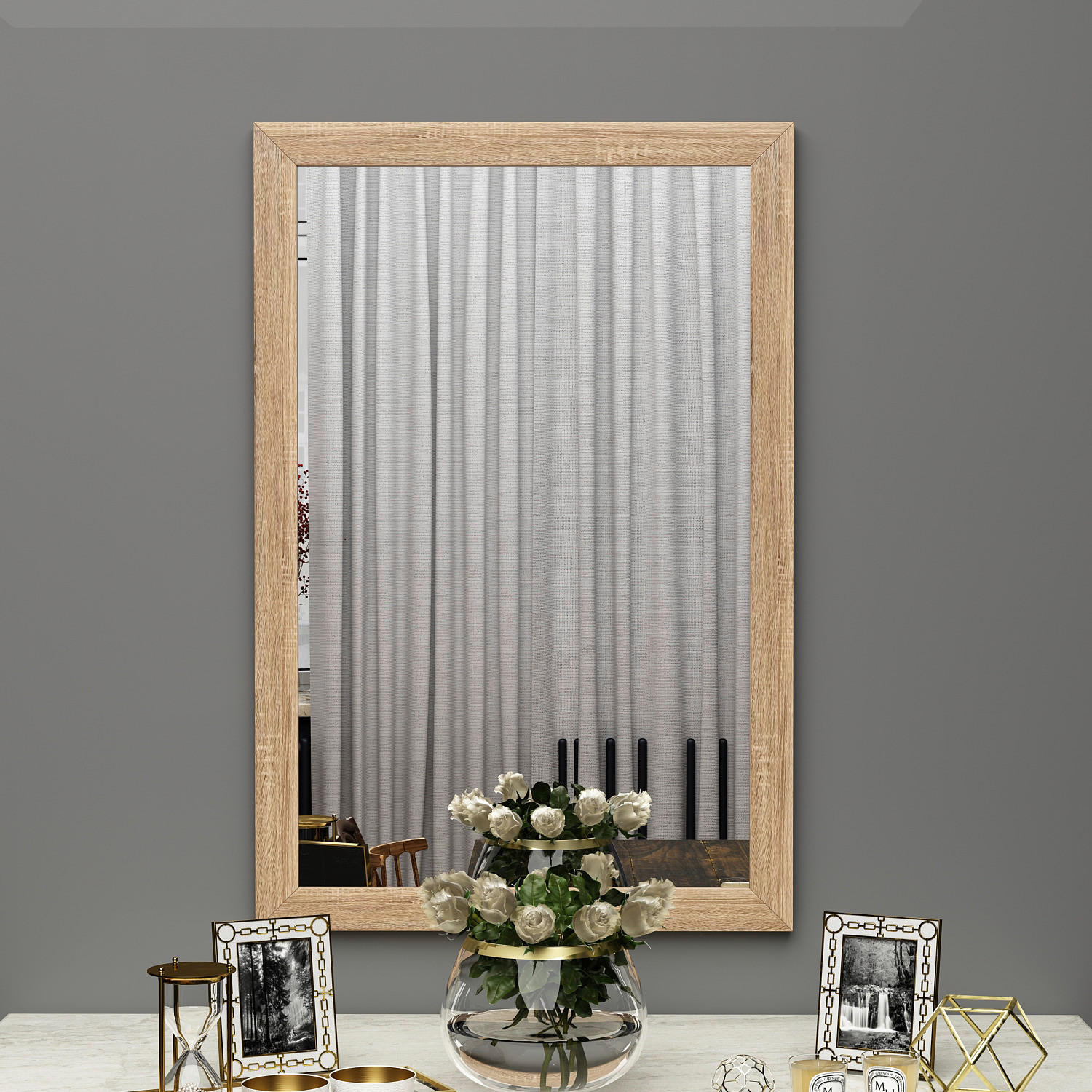 Wandspiegel Lipa Eiche matt Nachbildung Spanplatte B/H/T: ca. 50x75x2,4 cm Lipa - Eiche (50,00/75,00/2,40cm) - moebel17