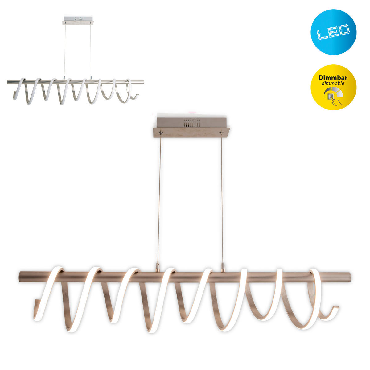 Näve Leuchten Pendelleuchte 7087750 nickel matt Metall B/H/T: ca. 20x150x100 cm null 1 Brennstellen Belleza - nickel matt (20,00/150,00/100,00cm) - Näve Leuchten