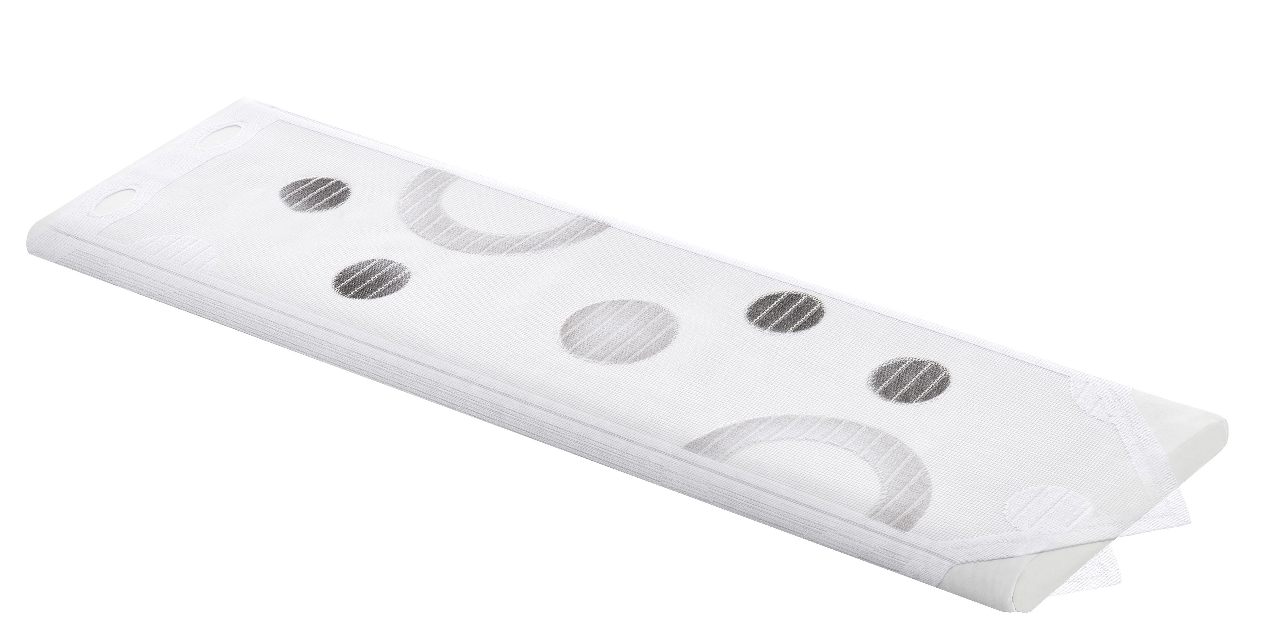 Scheibengardinen-Meterware weiß H: ca. 45 cm Scheibengardine - weiß/grau (45,00cm)