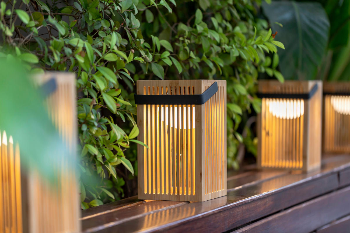 LED-Dekoleuchte braun B/H/L: ca. 14,5x24x14,5 cm OKINAWA - braun (14,50/14,50/24,00cm) - NewGarden
