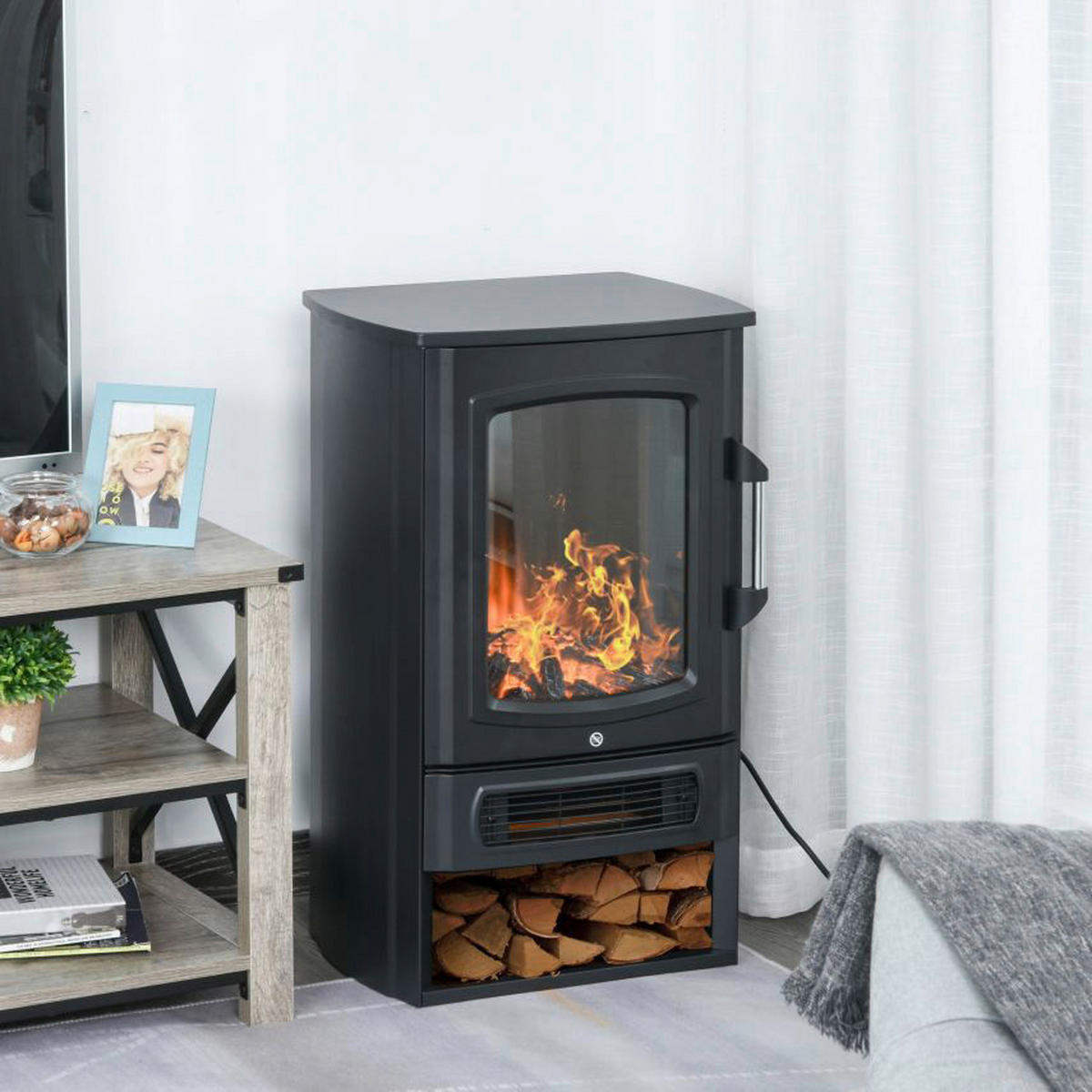 HOMCOM Elektrokamin 820-178 schwarz B/H/T: ca. 44,5x74x32,1 cm Elektrokamin MH820-178 - schwarz (44,50/74,00/32,10cm) - HOMCOM