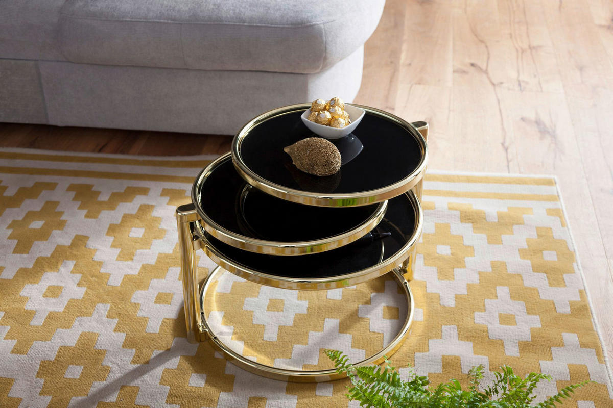 Couchtisch schwarz gold lackiert B/H/T: ca. 58x43x58 cm Couchtisch - gold/schwarz (58,00/43,00/58,00cm) - Wohnling