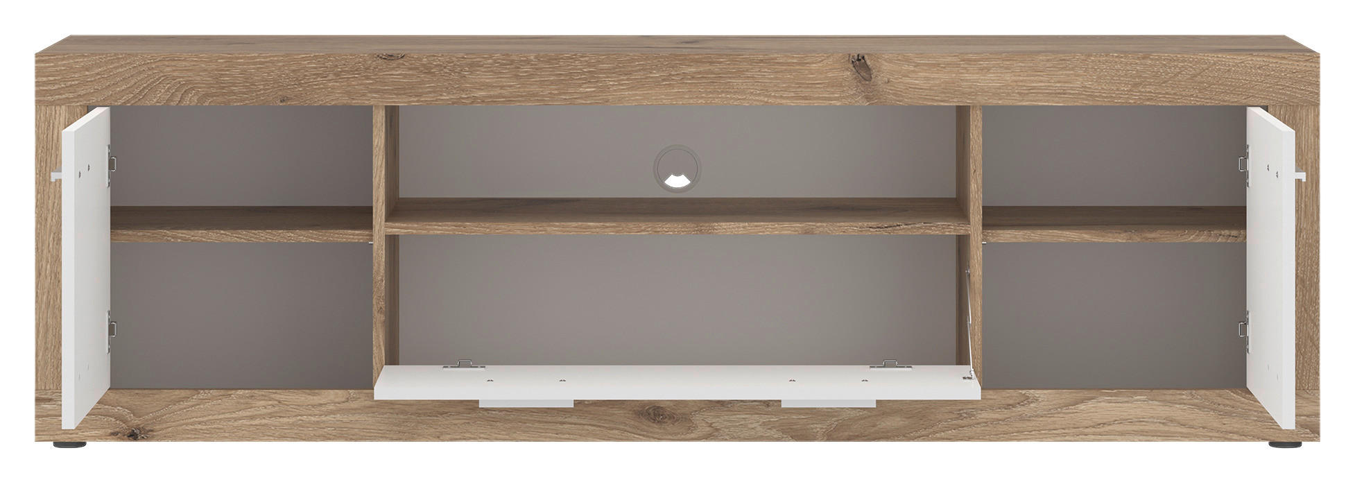 TV-Lowboard Focus Eiche Viking Nachbildung weiß glänzend B/H/T: ca. 173,8x54x39 cm Focus - weiß (173,80/54,00/39,00cm)