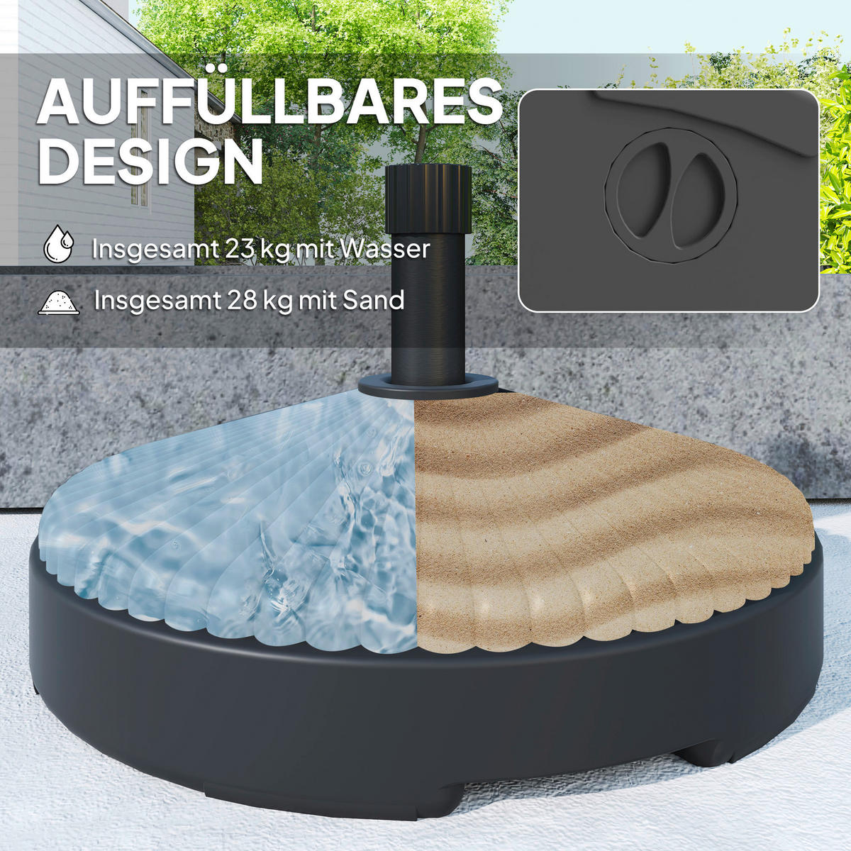 Outsunny Schirmständer schwarz Kunststoff B/H/L: ca. 55x30x55 cm Schirmständer - schwarz (55,00/55,00/30,00cm) - Outsunny