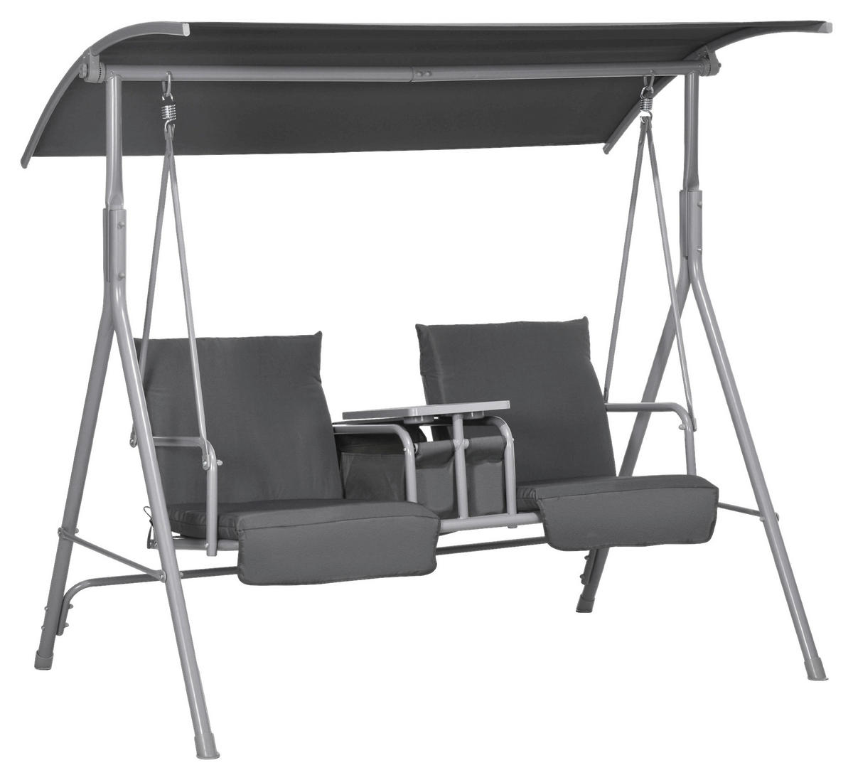 Outsunny Hollywoodschaukel schwarz Metall B/H/L: ca. 110x165x175 cm Hollywoodschaukel - schwarz (175,00/110,00/165,00cm) - Outsunny