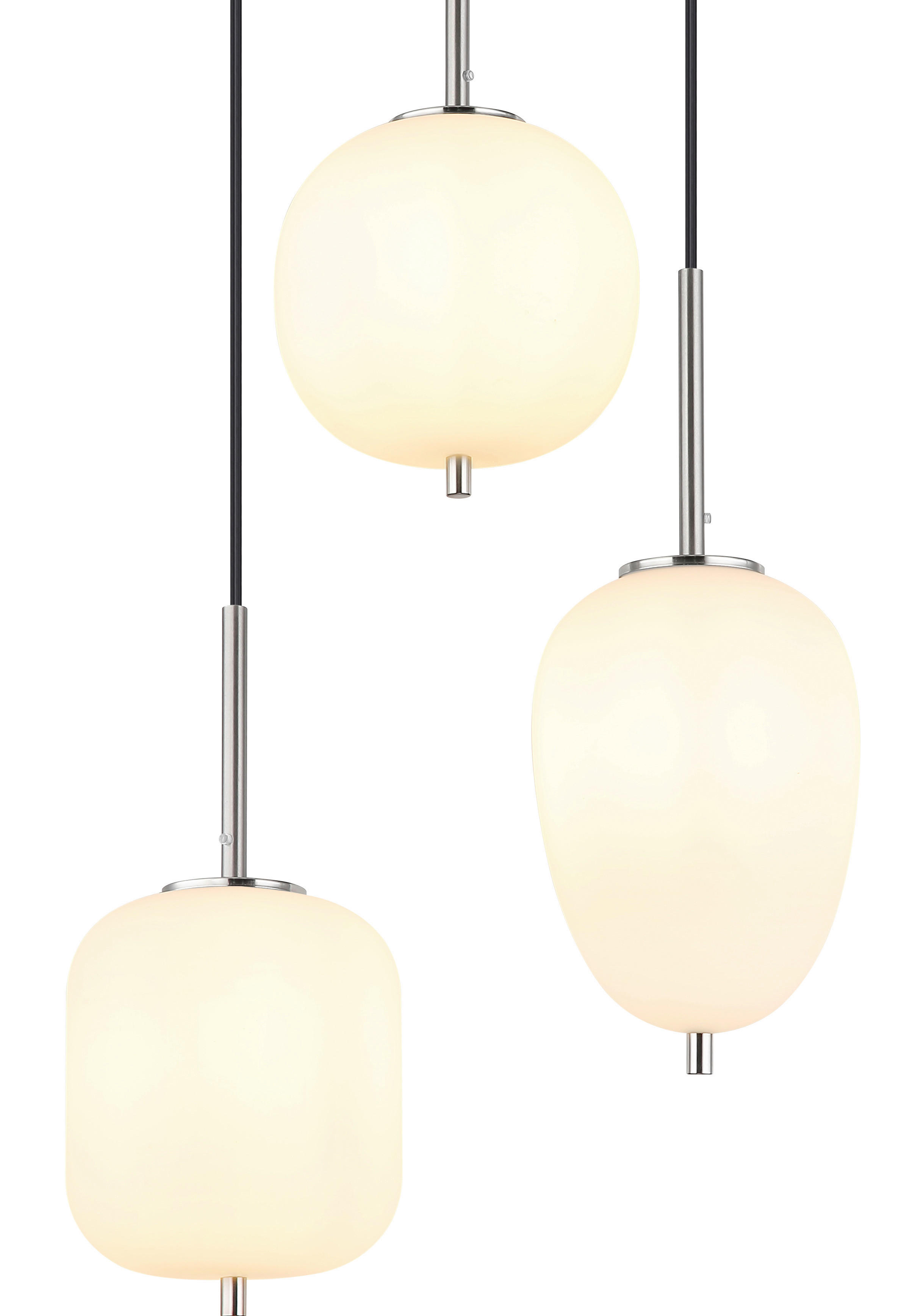 GLOBO Pendelleuchte nickel Glas Metall H/D: ca. 120x46 cm 3.0 Brennstellen 15345-3NO - nickel (46,00/120,00cm) - GLOBO
