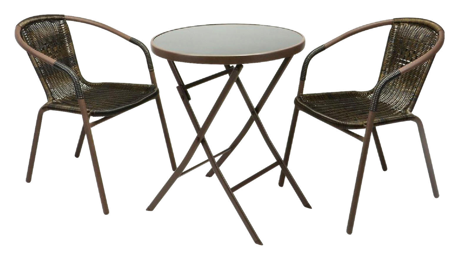 VCM Balkon-Set braun Polyrattan B/H: ca. 53x73 cm Balkonset - braun (53,00/73,00cm) - VCM