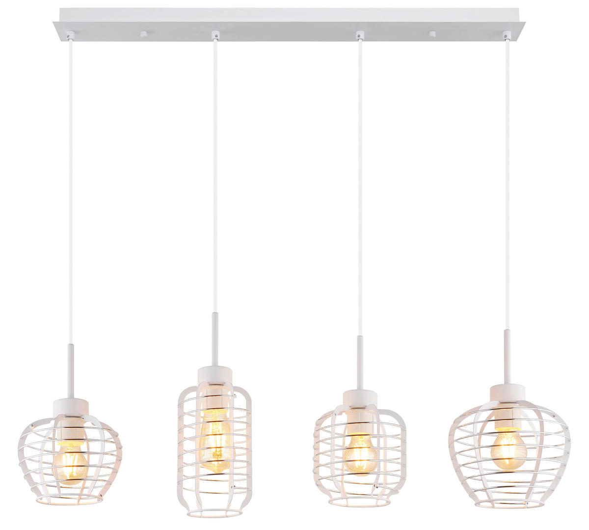 GLOBO Hängeleuchte weiß Chrom Aluminium Metall B/H/L: ca. 37x25,5x86 cm E27 4 Brennstellen Hängeleuchte-Nesa - weiß/Chrom (86,00/37,00/25,50cm) - GLOBO