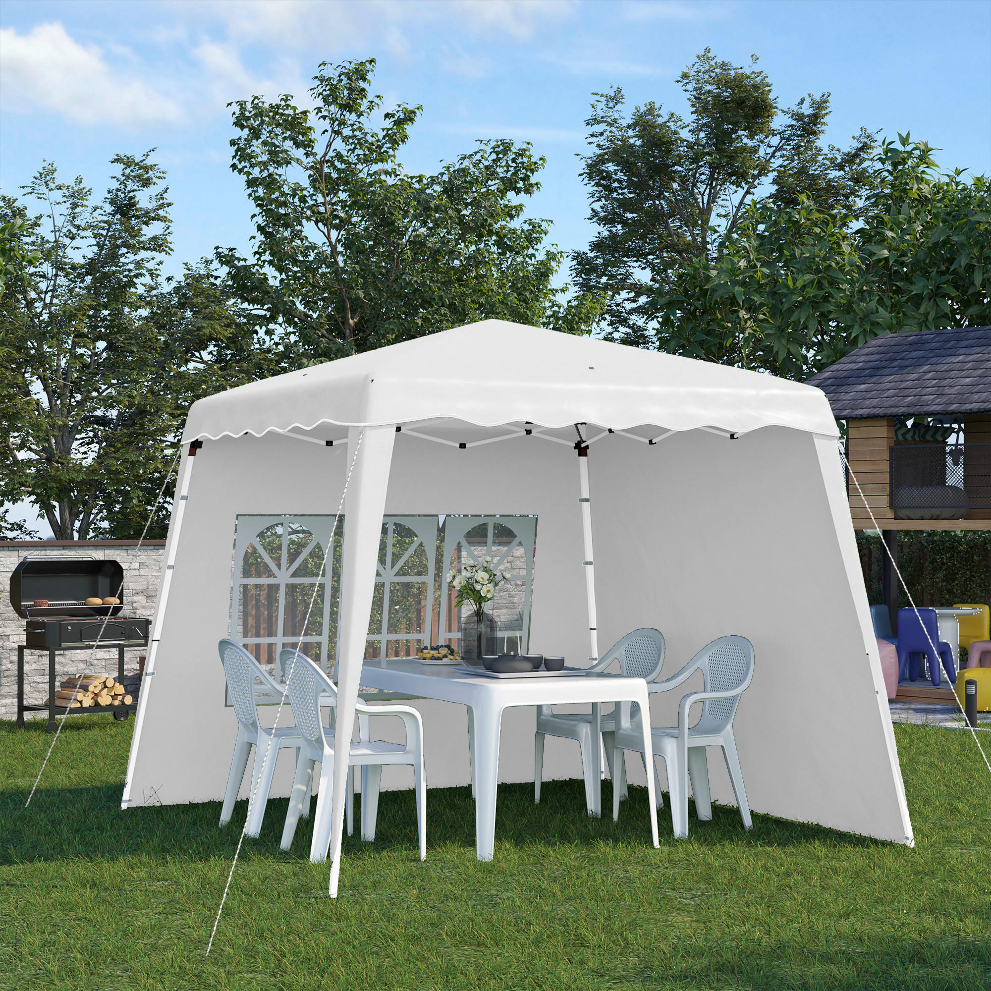 Outsunny Pavillon weiß Edelstahl B/H/L:...
