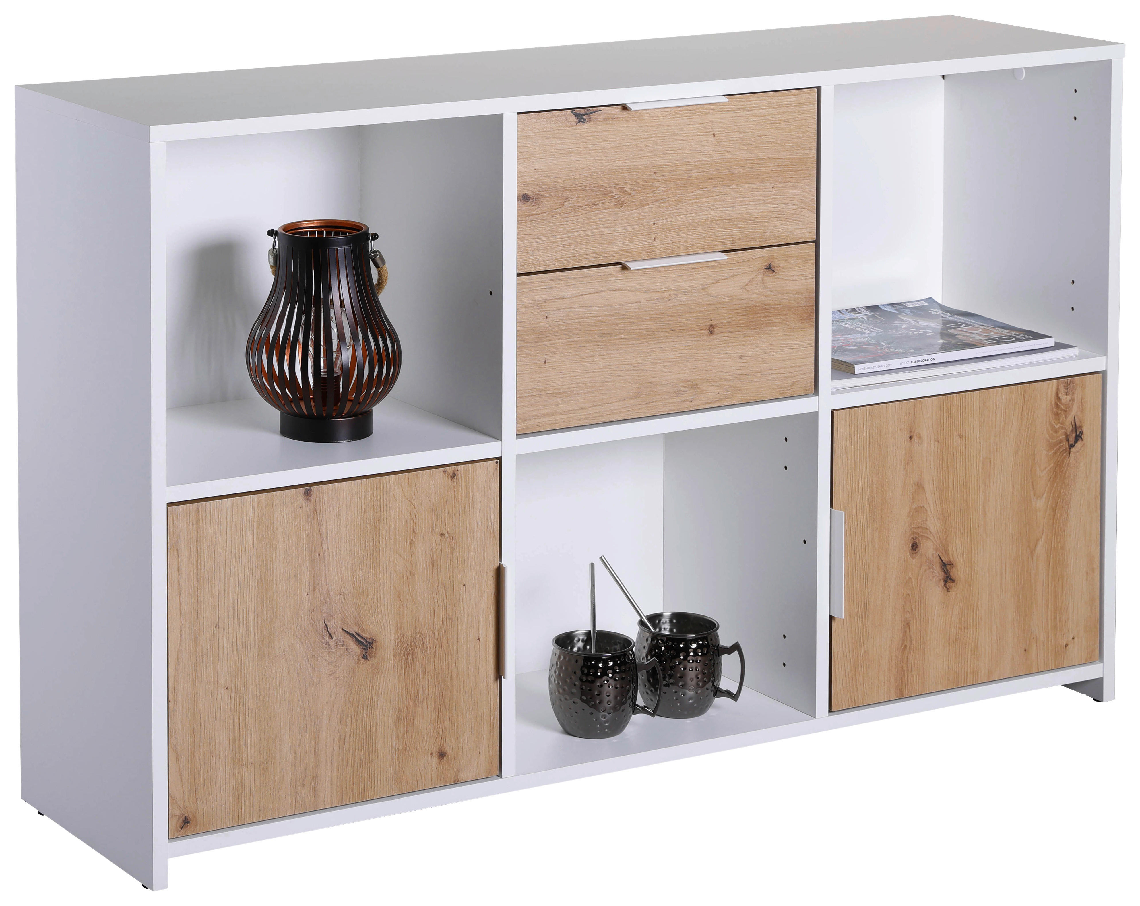 Kommode Pepeto 2T2S weiß weiß beschichtet Optik B/H/L: ca. 30x77x120 cm Pepeto 2T2S weiß - weiß (120,00/30,00/77,00cm) - Inter Link