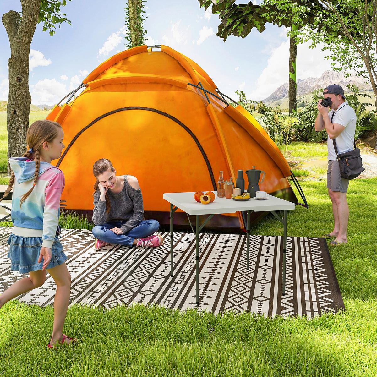 Outsunny Campingtisch B/H/L: ca. 86x74x86 cm Campingtisch - weiß (86,00/86,00/74,00cm) - Outsunny